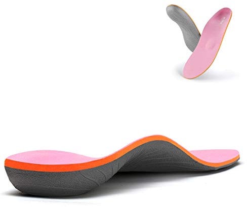 Orthopädische Einlegesohlen, volle Länge, für Plattfüße, Plantarfasziitis und lindert Fußkater für Männer und Frauen, geeignet für Sport- und Arbeitsschuhe-Rosa-EU46-47(29.5cm)