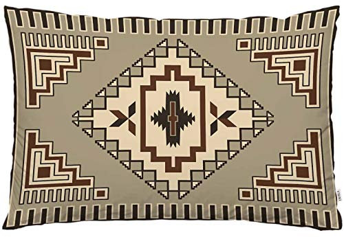 EKOBLA Kissenbezug im Vintage-Stil, Südwest, amerikanisches Retro-Tribal-Design, Aztekenmuster, antikes Boho-Ikat-Dekor, Lendenwirbelkissen, Kissen für Sofa, Standard-Queen-Size-Größe, 50.8x76.2 cm