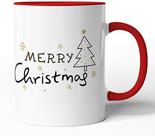 tassenprinter Weihnachten - 300 ml Keramik-Tasse - Weihnachtstassen Weihnachtsbecher Weihnachtsdeko - Lustig Witzig Fun Tasse Becher Kaffeetasse Kaffeebecher Weihnachts-Geschenk (Merry-05, rot)