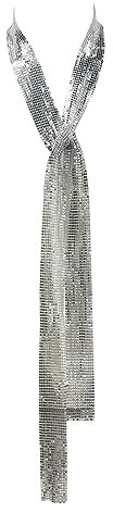TAIKMD Damen-Halstuch, glitzernd, glitzernd, Metall, Pailletten, dünn, dünn, lang, Halstuch, Halskette, Party-Taillengürtel, One Size, Silber, Metall