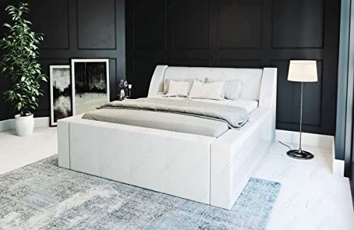 Sofa Dreams Wasserbett Fermo mit beheizbarer Wasserbettmatratze und kompletter Technik LED Beleuchtung 140x200 160x200 180x200 200x200 200x220 (140 x 200 cm, White)