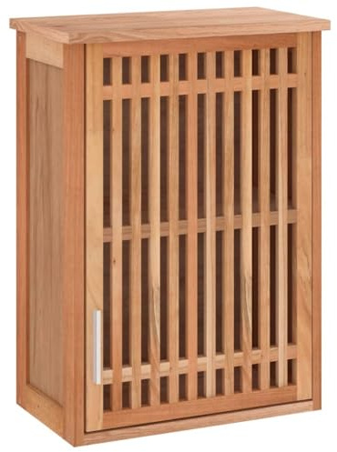 vidaXL Solid Wood Walnut Wall-mounted Bathroom Cabinet Wooden Washroom Toilet Furniture Vanity Unit Standing Wall Storage Cabinet Cupboard Sink Unit
