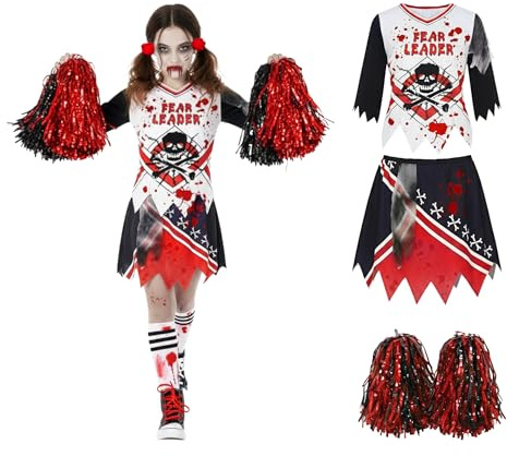 Morph Zombie Cheerleader Costume Kids, Halloween Costumes Zombie Cheerleader, Halloween Costumes For Kids, X-Large