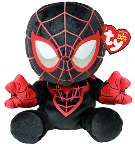 TY Miles Morales Spiderman Marvel Beanie Babies Regular, Lizenziertes Beanie Baby Weichplüsch Spielzeug, Sammlerstück Kuscheliger Plüschteddy