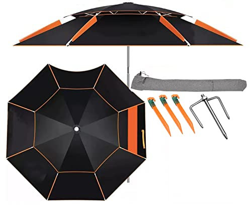 whalebee Parasol De Plage Exterieur, Grandes Taille Pare-soleil Rotatif À 360 ° Antis-UV Parasols Umbrella Nervures De Parapluie Double Couche Pour Terrasse/Plage, Étanche Parapluie De Pêche