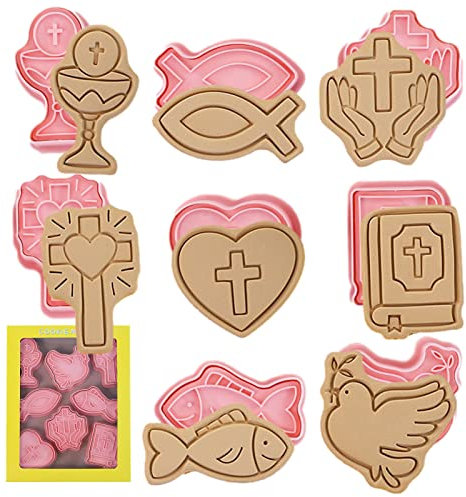 Youding Holy Communion Cookie Moulds - Chalice Cookie Moulds Christian Style 8 Pieces | Cookie with Chalice Holy Cup for Easter Halloween Christmas Religious Baptism