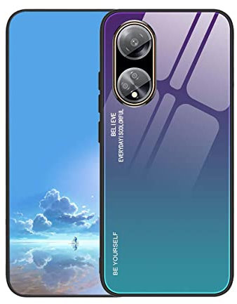 UPLAI Cover per OPPO A98 5G, Ultra Sottile Morbido TPU Silicone Antiurto Custodia Insieme a Colore Sfumato Vetro Temperato, Moda Colorato Caso.Verde Viola