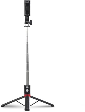 Hama Selfie-Stick-Stativ 30–110cm mit Auslöser Foto (Reise-Stativ leicht 195g, Packmaß 24cm, Selfiestick mit Stativ und Fernbedienung Bluetooth, 3in1 Handyhalter-Stativ für iPhone, Samsung usw)