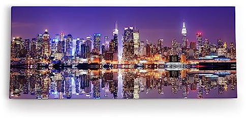 Paul Sinus Wandbild 120x50cm Manhattan Skyline New York Nacht Wolkenkratzer