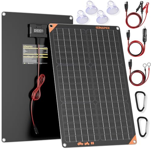 Chargeur de batterie solaire 30 W 12 V étanche pour voiture, bateau, camping-car, camion, moto, tracteur marin