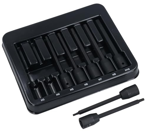 Lot de 7 douilles à choc extra longues pour clé Allen 3-10 mm 110 mm