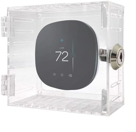 Universal Thermostat Guard with Lock, Clear Acrylic Thermostat Lock Box Cover, 18.6 x 12 x 5.6cm