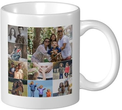 Funny Photo Mugs, Personalised 9 Pictures Collage Coffee Tea Cup, Design Mugs with Text Name, Customised Gifts for Him Her Wife Husband Lover Valentine's Day, Boyfriend, Girlfriend, Birthday