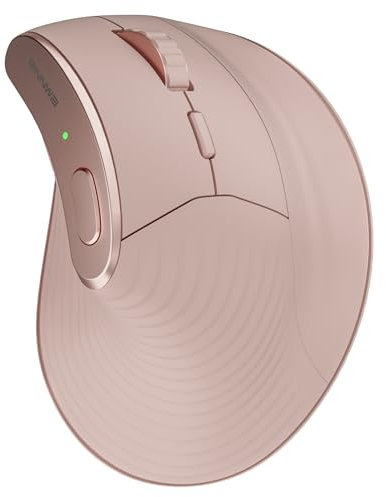 Bnnwa Mouse ergonomico verticale wireless, multidispositivo (connessione Bluetooth + 2.4G), 4 DPI regolabili, mouse per computer a 7 pulsanti per PC, laptop, desktop (Rosa)