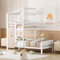 Zravenna Kinderbett Hochbett 90x200 mit Leiter, Etagenbett mit Dach, Hausbett Massivholzbett mit Lattenrost, Bett für Jungen und Mädchen (Weiß)