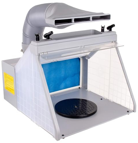TC TECHNIC Cabine de Peinture de Modelage – Plateforme Rotative et Ventilateur Efficace – 4 Supports Aérographe – Éclairage LED pour la Précision, Design Compact et Pliable