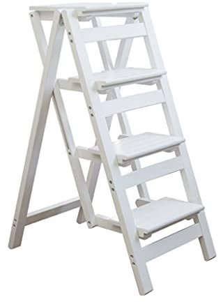 Trittleitern 4-Stufen-Leiter Massivholz Klapptritthocker Mit Breitem Holzpedal Leichte Holztrittleitern Ablage Für Haushalt Und Küche Tragbarer Tritthocker