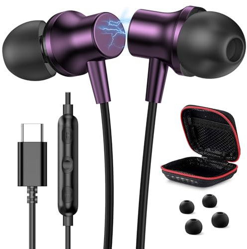 Auriculares USB C para iPhone 17 Pro 16 15 Plus/iPad 10, Auriculares USB C para Oppo Reno13 Pro 5G Find N5 Find X8 Pro, A uriculares Tipo C con Cable y Micrófono Control Volumen Aislamiento Ruido