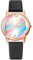 JewelryWe Damenuhr Regenbogen Leder Uhr: Schwarz Damen Preppy Boho Analog Quarz Armbanduhr Frauen Lässige Uhr mit PU Lackleder Armband und farbigem Regenbogen Zifferblatt