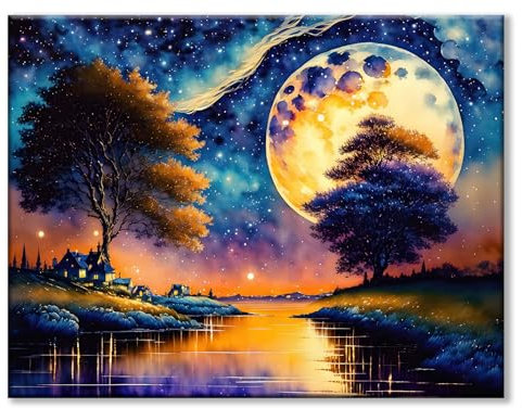 77iiAii Diamond Painting Erwachsene Diamant Painting Bilder Mond 5D Diamond Painting Groß xxl 40 X 50 cm für Geschenk Wohnzimmer und Schlafzimmer Wanddeko