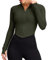 QUEENIEKE Sportjacke Damen Atmungsaktive Leicht Enge Laufjacke Mit Reißverschluss für Yoga Gym Daumenloch Sportoberteil grün S