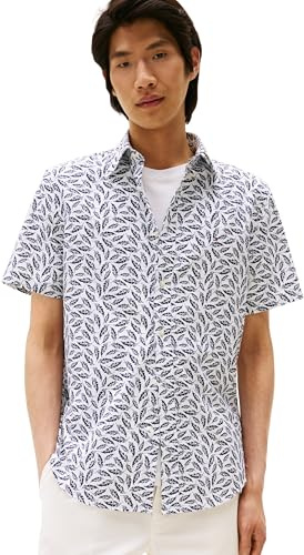 Tommy Hilfiger Men’s Short Sleeve Linen Blend Print Shirt