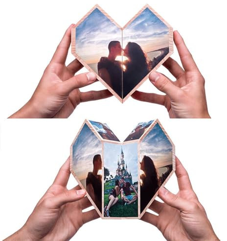 Personalisierter Faltbarer Fotowürfel, Lustige 3D drehbare Würfel mit 10/15 Bilder Rotierenden Cube Foto Erinnerung Fotorahmen Album Weihnachten Jahrtag Geschenk für Familien Freunden (10Bilder)