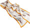 GIMIRO Satin Seidenschal Doppelschichten 150 x 16cm Krawatte Blumen Taillengürtel für Blazer, Mantel, Kleid (Orange White Brown Leopard)