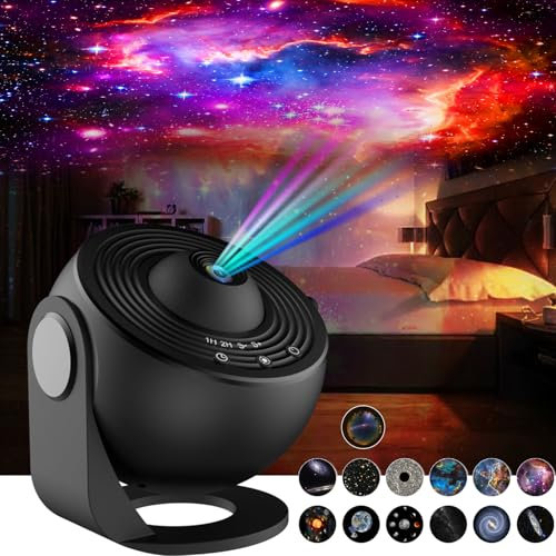 Star Projector,Upgraded 13 in 1 HD Planetarium Galaxy Projector for Bedroom,Night Light Projector with Adjustable Knob,360° Rotating and Timer,Galaxy Ceiling Projector for Kids,Adults,Gifts,Room Decor
