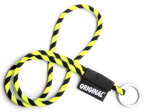OLLIE TRICK Lanyard - Llavero de cuello tubular con anilla de metal para llaves de casa, coche y gadgets, grosor de 8 mm, colorido, robusto y adhesivos, Amarillo y negro., Talla única