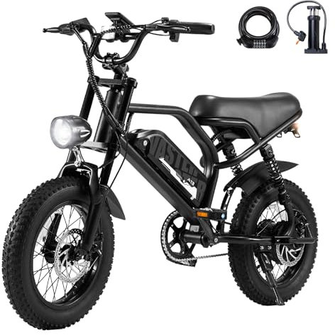E-RIDES Bicicletta Elettrica per Ragazzi 16 3.0 Fat Tire, Batteria Rimovibile 36V 13Ah, Bicicletta Elettrica con 3 Modalità di Guida, Display LCD Intelligente, Freni a Disco Doppio, Autonomia 30-60km