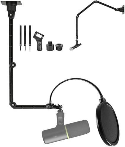 Ceiling/Wall Microphone Mount Holder Stand Compatible with Shure SM58 MV7X SM7DB MV6 PGA48 MV7+ SM57 SM4 Microphones