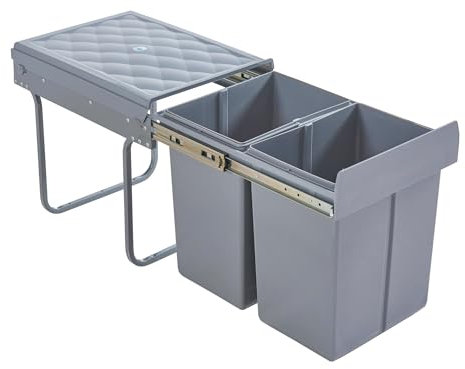 Helloshop26 Poubelle encastrable 2 x 20 litres 48 x 34 x 42 cm Gris 03_0008204