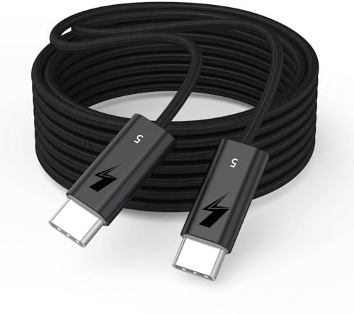 Thunderbolt 5 Cable 6FT/2M, [Intel Certified] Long USB C to USB C Cable 240W Charging,80Gbps Data Transfer,Up to 120Gbps Bandwidth, 8K/4K Displays, Compatible with Thunderbolt 4, USB4, and USBC, Black