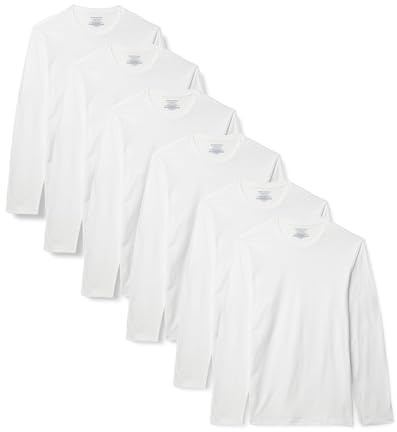 Amazon Essentials Men's Vests - Slim-Fit Cotton Crew Neck, Short and Long Sleeve T Shirt, Pack of 6, Undershirt and Vests for Men
