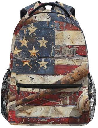 SKYSHU Zaino con bandiera americana, per uomini e donne, impermeabile, per scuola media/media, leggero, da viaggio, con tasche multiple, per adolescenti, ragazzi e ragazze, Bandiera americana., 16 x