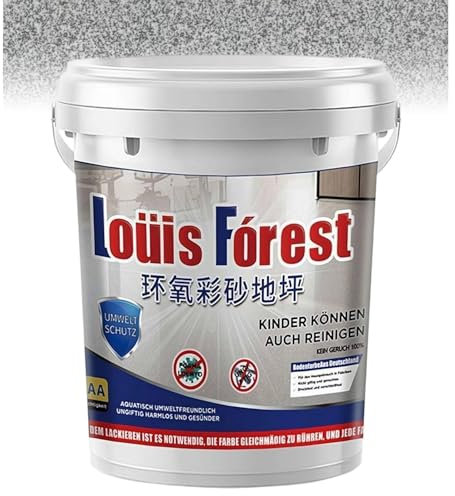 Louis Forest, Vernice epossidica per pavimenti, effetto marmo lucido, rivestimento per pavimenti, autolivellante, per garage, ad asciugatura rapida, antiscivolo, per garage, pavimenti (grigio scuro)