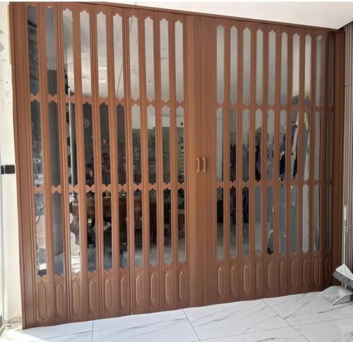 Puerta de acordeón de PVC, divisor de habitación plegable grande con asas, vidrio acrílico y cerradura para cocina, balcón, ático