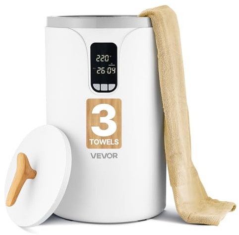 VEVOR Scaldasalviette Capienza 20 Litri con Schermo LED, Scaldacoperte di per Bagno, Timer Impostazione Temperatura, Blocco di Sicurezza, Ideale per Spa, Bagno Casa, Bianco