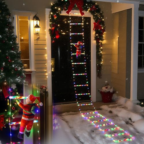 Vkechh LED Weihnachtsmann Leiter Lichterkette 3 meter - LED Weihnachtsbeleuchtung Farbenfroh mit 8 Modi, Speicherfunktion, Timer für Innen Außen Christmas decorations Weihnachtsbaum Weihnachtsdeko
