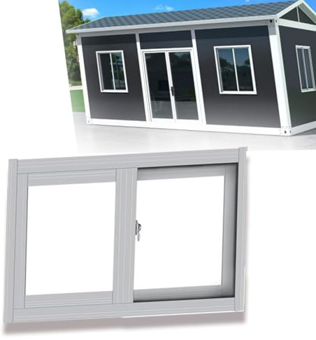ZIUSFAC Schuppenfenster Aluminium Keller Ersatzfenster Mit Glas Kellerfenster Horizontales Schiebe-Kellerfenster Gartenhäus Ersatzfenster Weiß((WxH) 90x45cm/35x18)