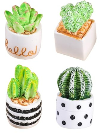 HEATSHAKING 4 pezzi Mini cactus artificiale con vasi bonsai falsi decorativi per casa ufficio piante grasse mini vaso per tavolo interno