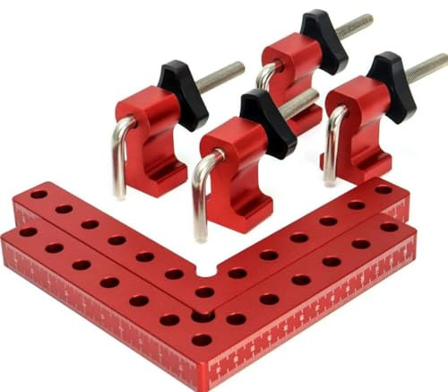 90 Grad Positionierwinkel, 2 Stück Winkelspanner für Heimwerken, Handwerk | Rechtwinklige Klemmen, Winkel Klemme, Anschlagwinkel Metall, Woodpeckers Tools, Zimmermannswinkel für Holzbearbeitung (Rot)