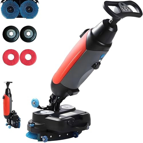 MLYYYDSS Autolaveuse compacte Professionnelle avec réservoirs séparés de 4.5 L et 7.5 L, brosses de Nettoyage motorisées de 45 cm (18 Pouces), sans Fil et alimentée par Batterie 36 V Red