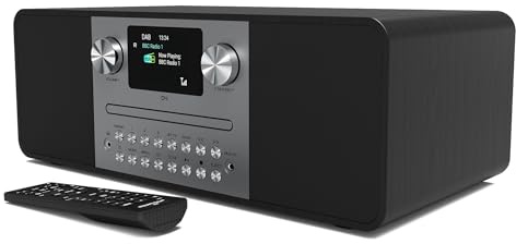 DAB/DAB+ & FM Digital Radio with CD Player | Bluetooth & USB MP3 Player | 60w Premium Sound | Remote Control | Mains Powered | Perfect for Home Entertainment | AZATOM D4 (Black)