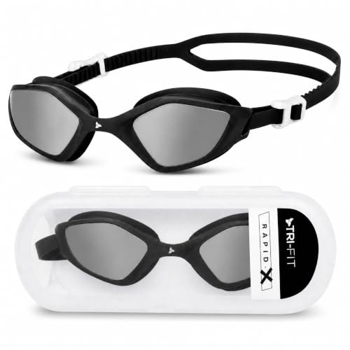 TRI-FIT Prisbelönta simglasögon för vuxna | Avancerade antidimbehandlade linser | 100 % UVA/UVB-skydd | Anpassad 3D TPE-packning | TPE näsbro | Designad för män och kvinnor