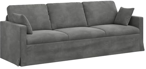 QJBSAVVA Sofa Dunkelgrau 228x78x80 cm Samtsofa mit Metallrahmen Modulares Design Ergonomische Couch für Wohnzimmer und Schlafzimmer Modernes 3-Sitzer Sofa Samt Bezug Grau