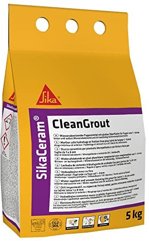 Sika - SikaCeram CleanGrout, Bianco - Stucco cementizio per fughe a pavimento e a parete - Idrorepellente - Previene muffa, batteri e funghi - 5kg