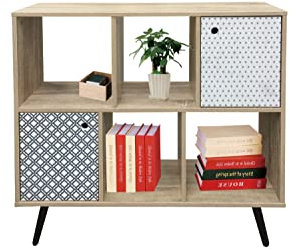 Sideboard, MDF mit glatter Dekorfolie, grau gemustert