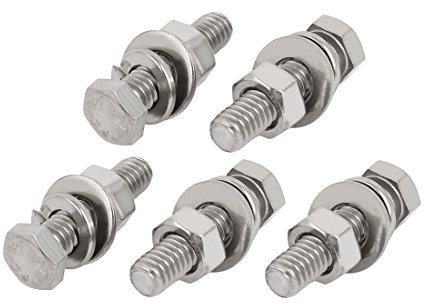 sourcing map 5Set 304 Edelstahl 5/16 18 Gewinde 1 1/2 Hexagon Schraube Waschmaschine Niet DE de